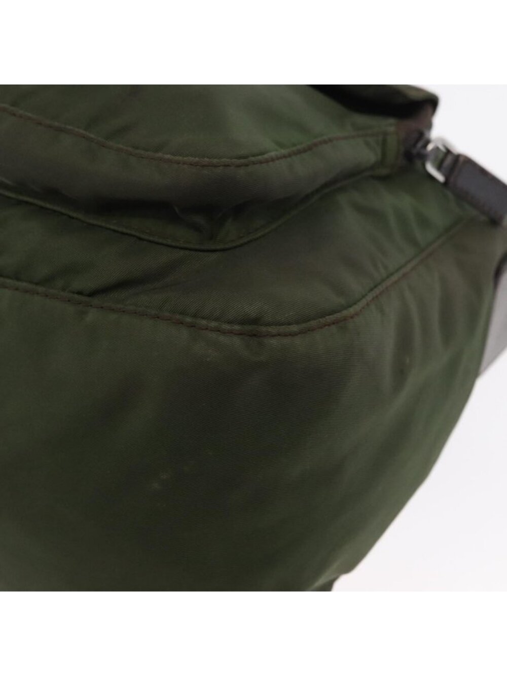 Authentic PRADA Shoulder Bag Nylon Khaki Silver - Picture 3 of 16